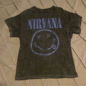 NIRVANA Black Tee with Blue Graphic